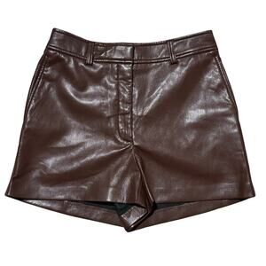 Aritzia Babaton Faux Leather Dark Chocolate Brown Shorts Women’s Size 4
